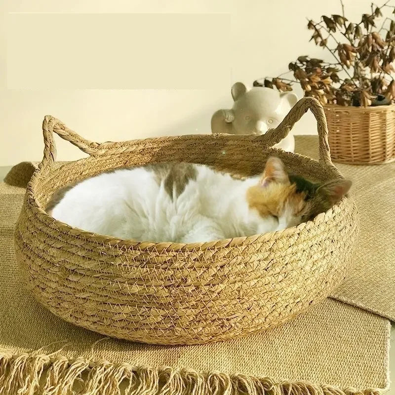 Panier tissé à la main design pour chat