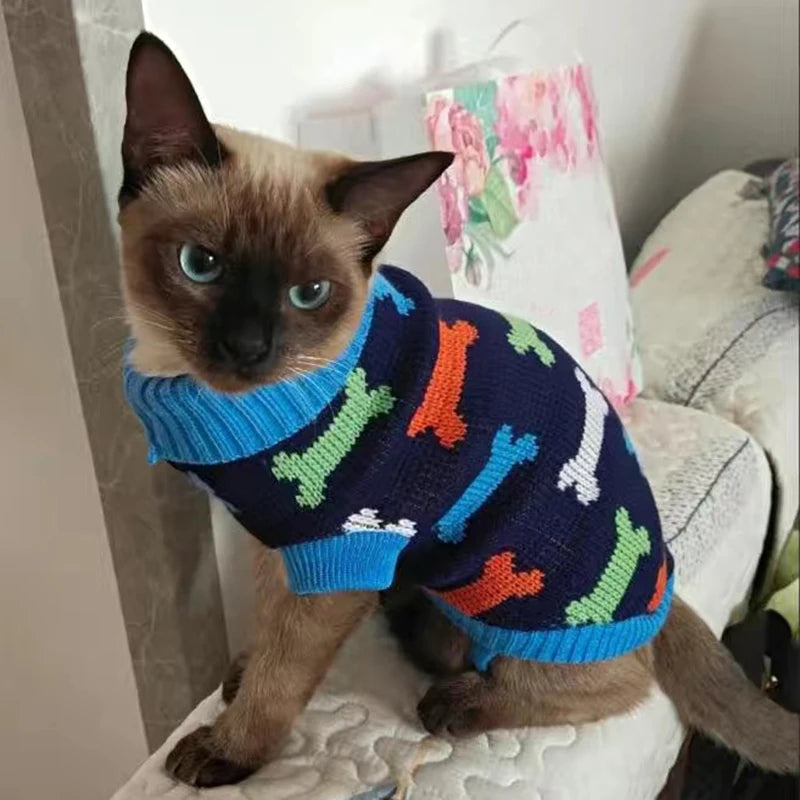 Pull d'hiver mignon à motif pour chat et petit chien