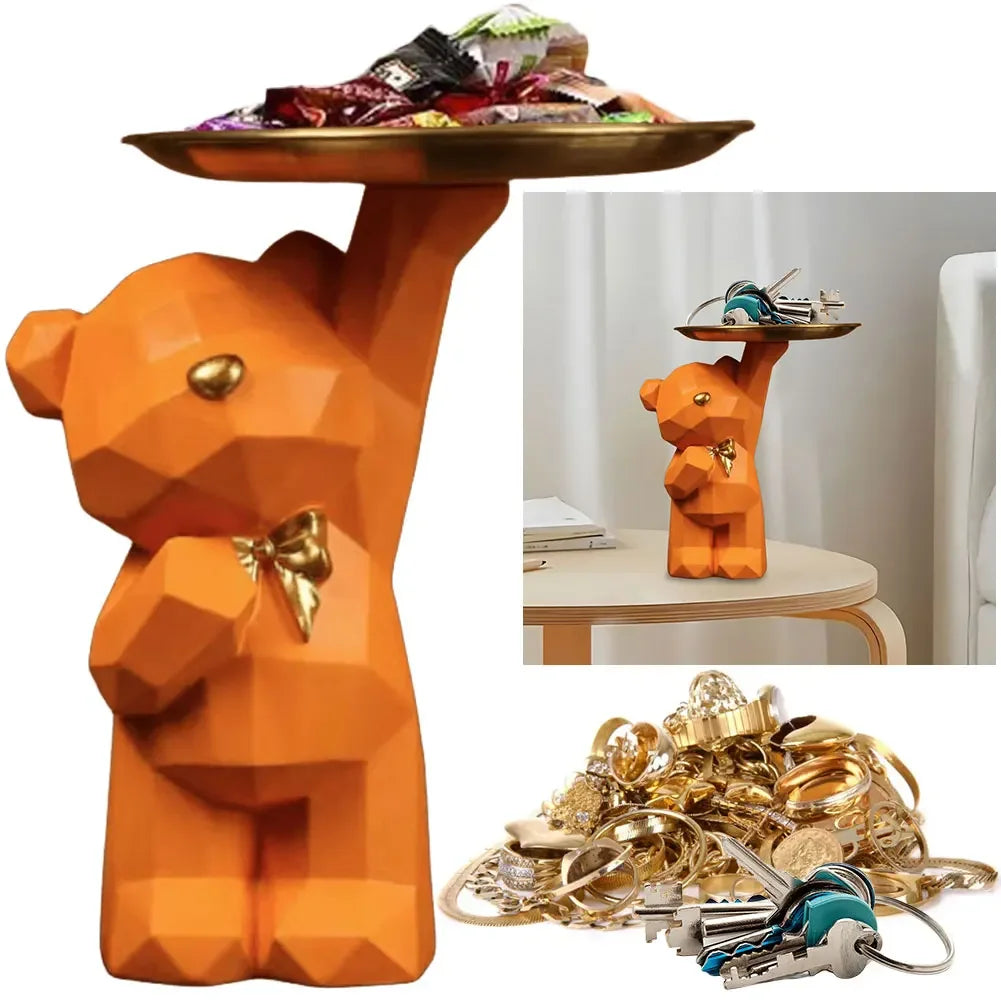 Porte-clés et plateaux de rangement ours géométrique