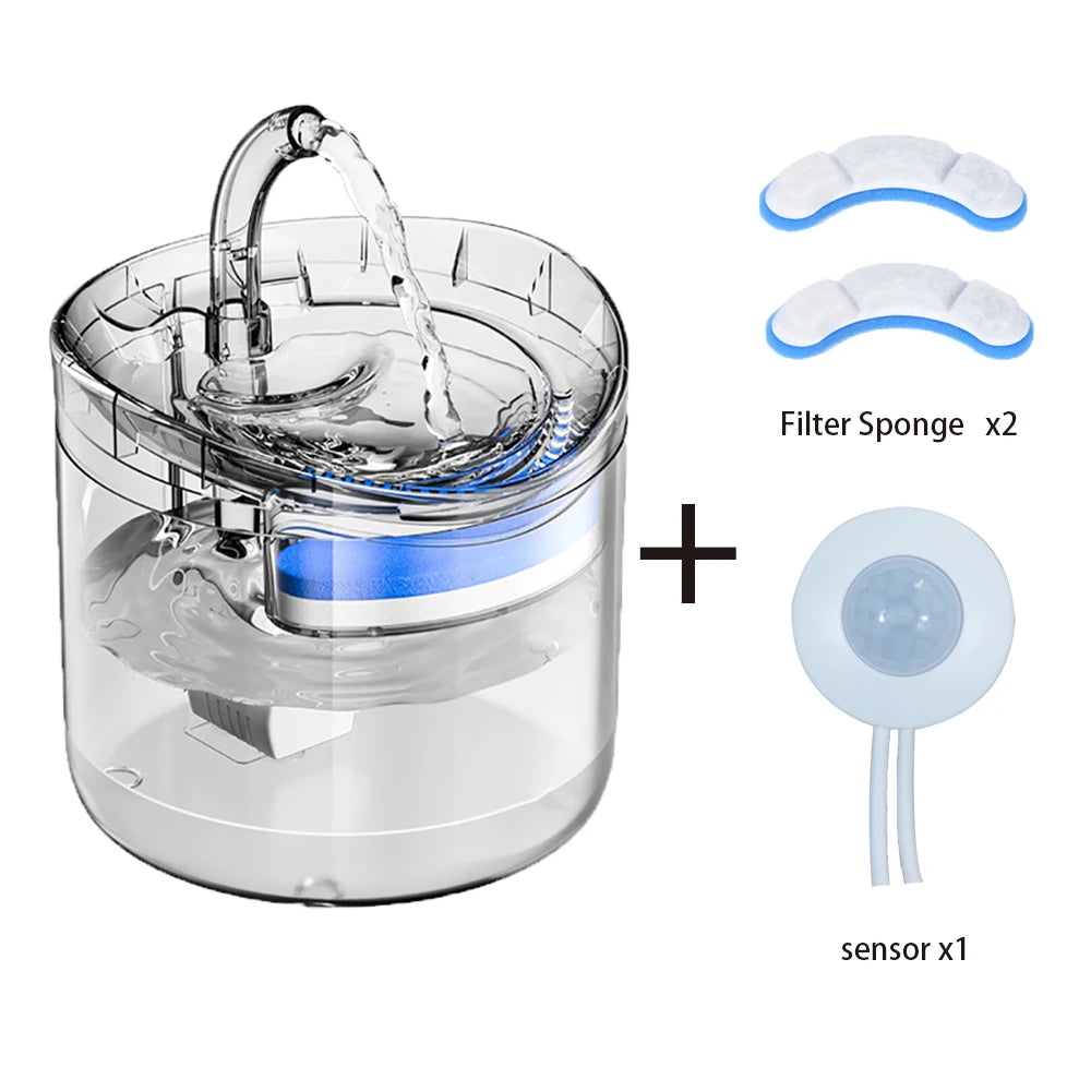 Distributeur d'eau transparent pour chat avec capteur d'automatisation