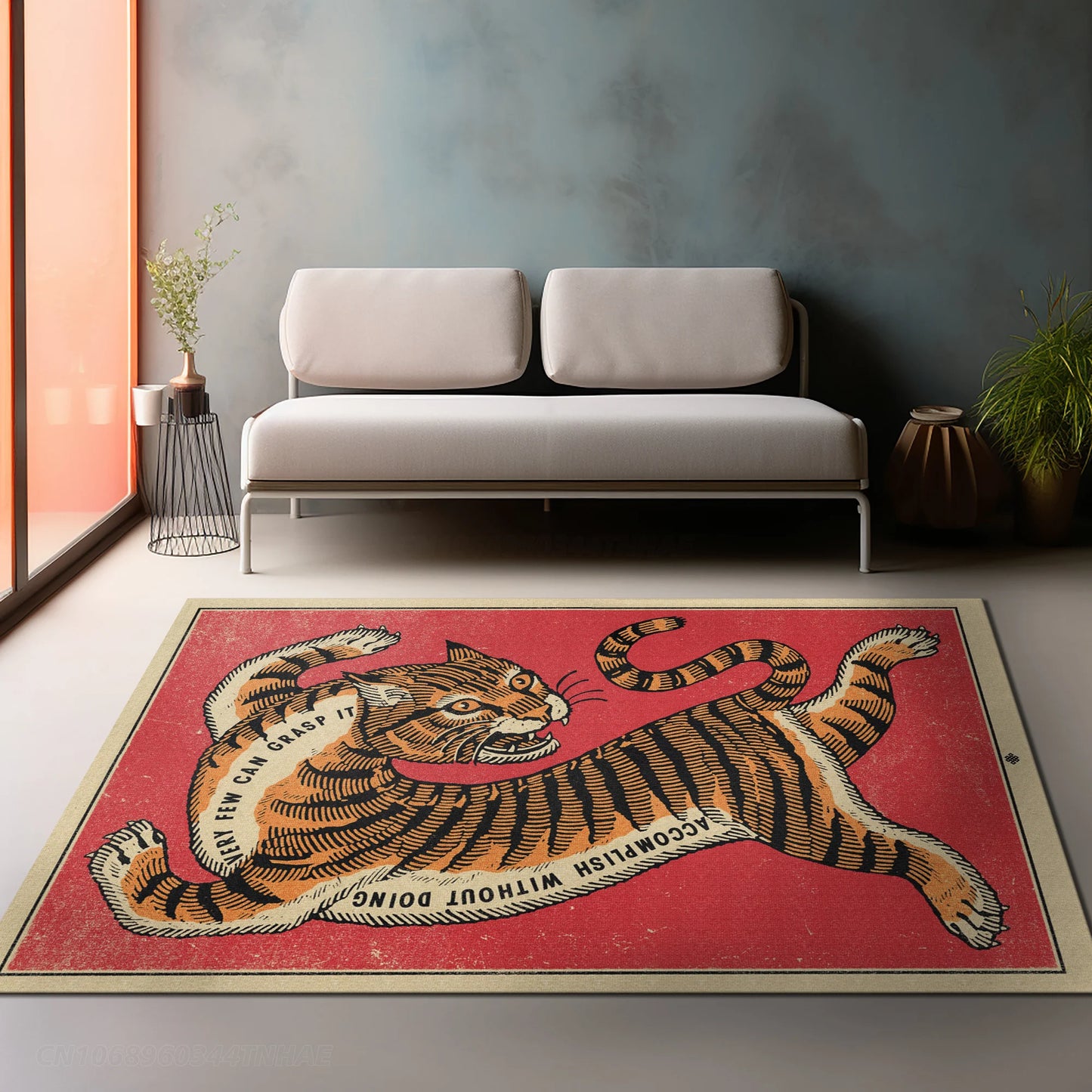 Tapis décoratif avec motif de tigre rétro