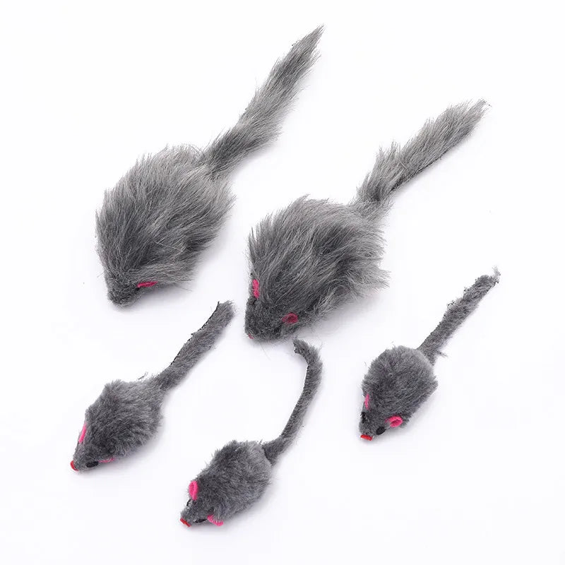 Lot de 5 souris de simulation en peluche pour chat - Jouet interactif