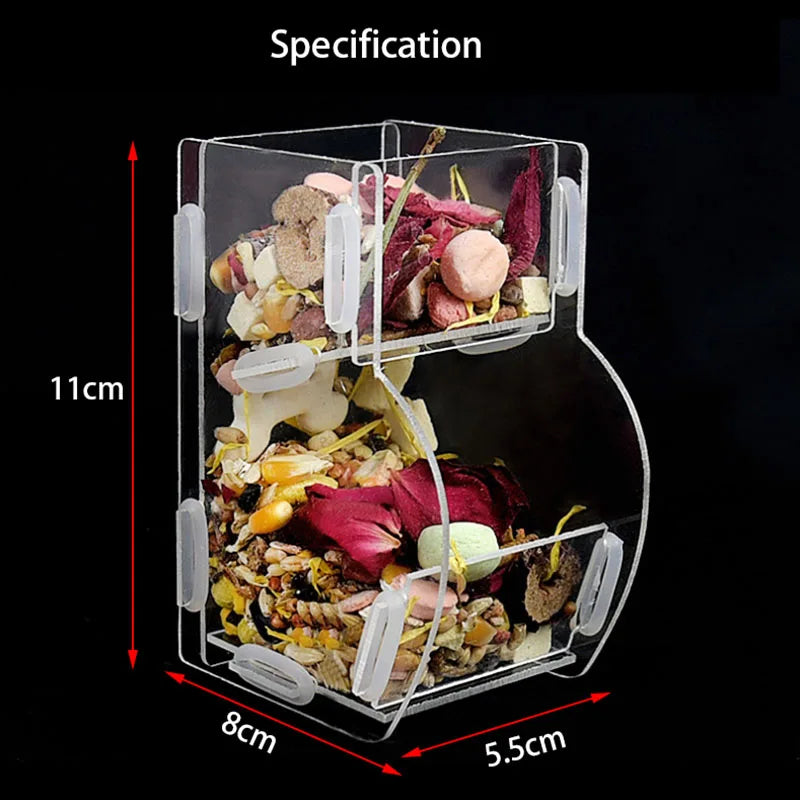 Distributeur de nourriture transparent pour petit rongeur