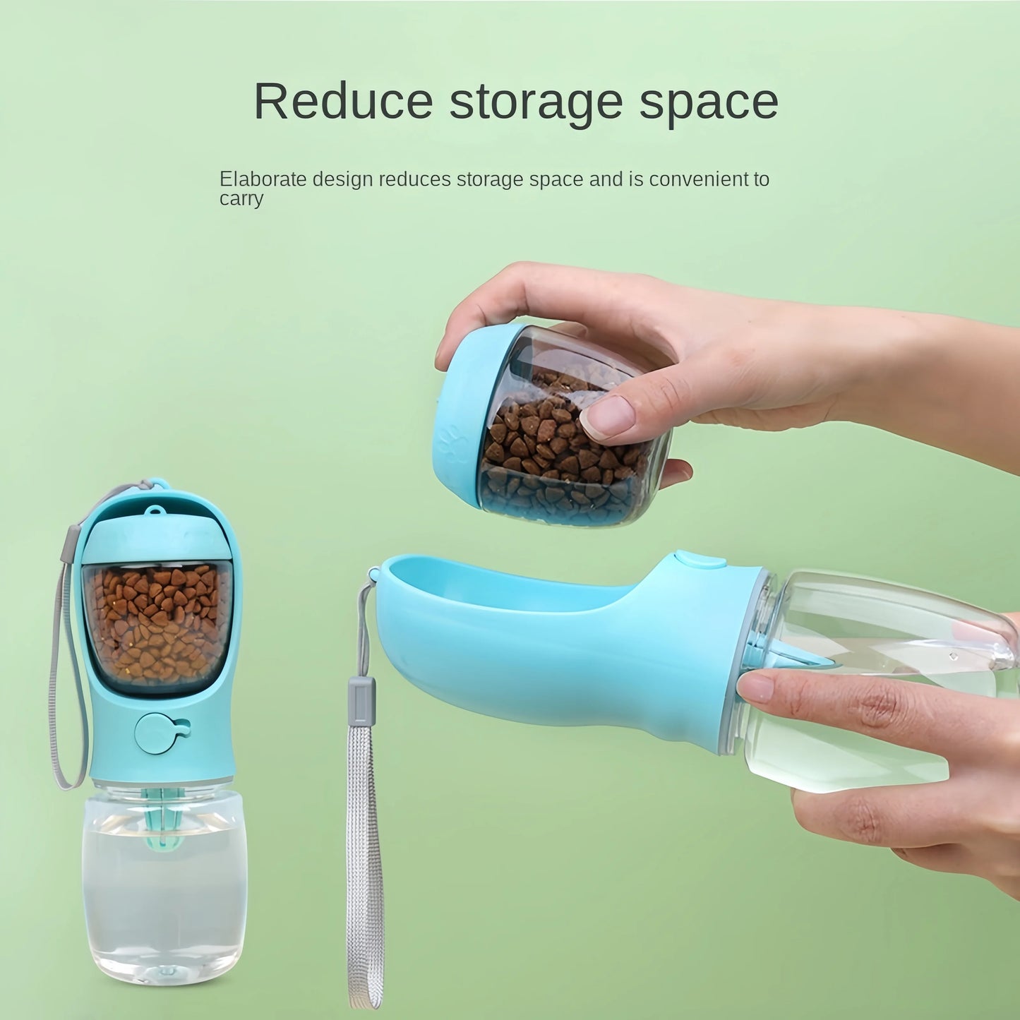 Bouteille d'eau portable pour chien et chat avec récipient de stockage pour nourriture et eau