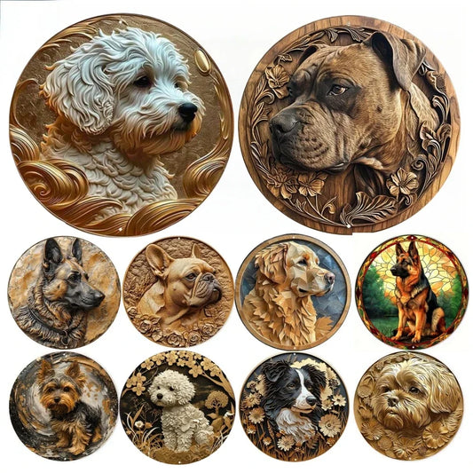 Disque décoratif ou mémorial chien, impression HD style relief