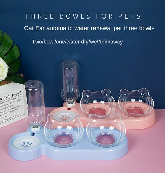 Ensemble double gamelle et distributeur d'eau pour chat et chien