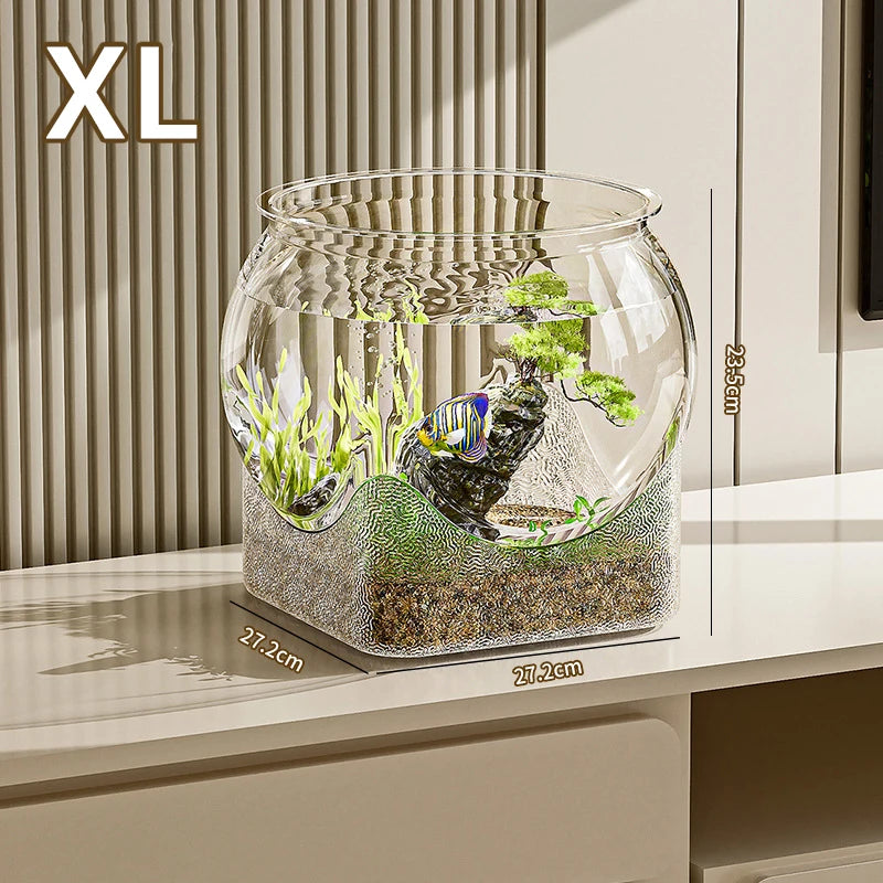 Aquarium rond transparent ornemental pour poissons rouges ou plantes