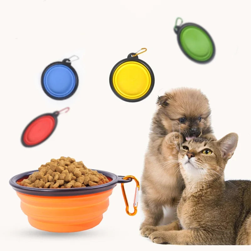 Gamelle pliable et portable en silicone pour animaux de compangie