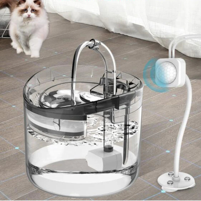 Distributeur d'eau transparent pour chat avec capteur d'automatisation