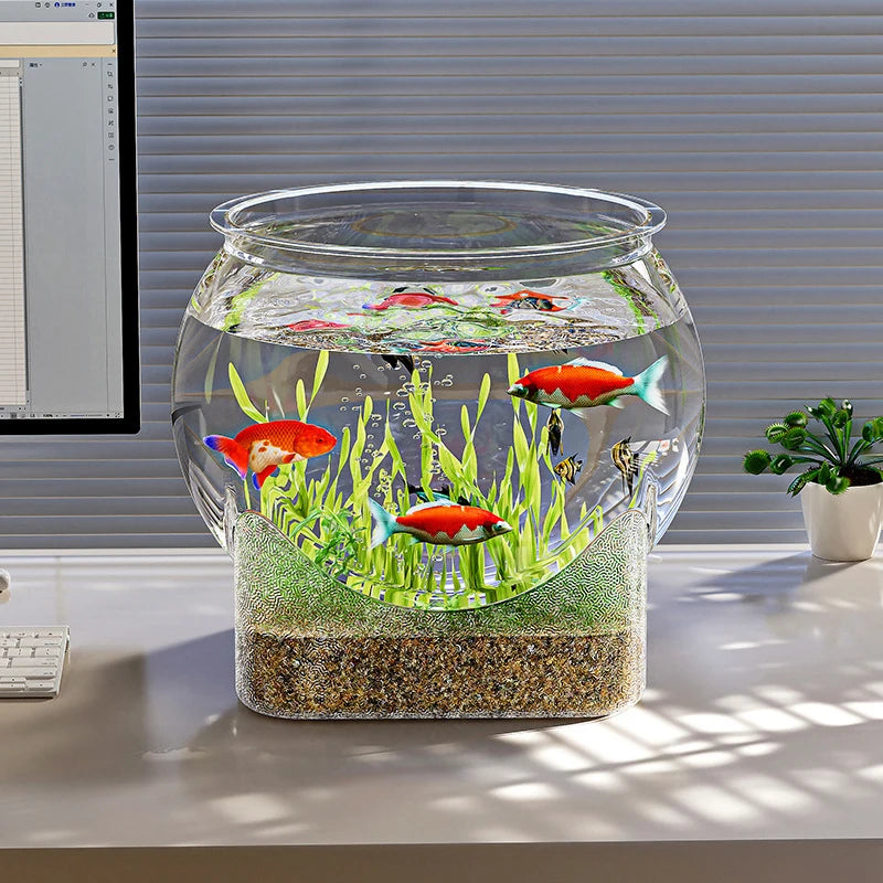 Aquarium rond transparent ornemental pour poissons rouges ou plantes