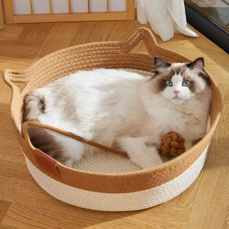 Panier lit tissé à la main pour chat