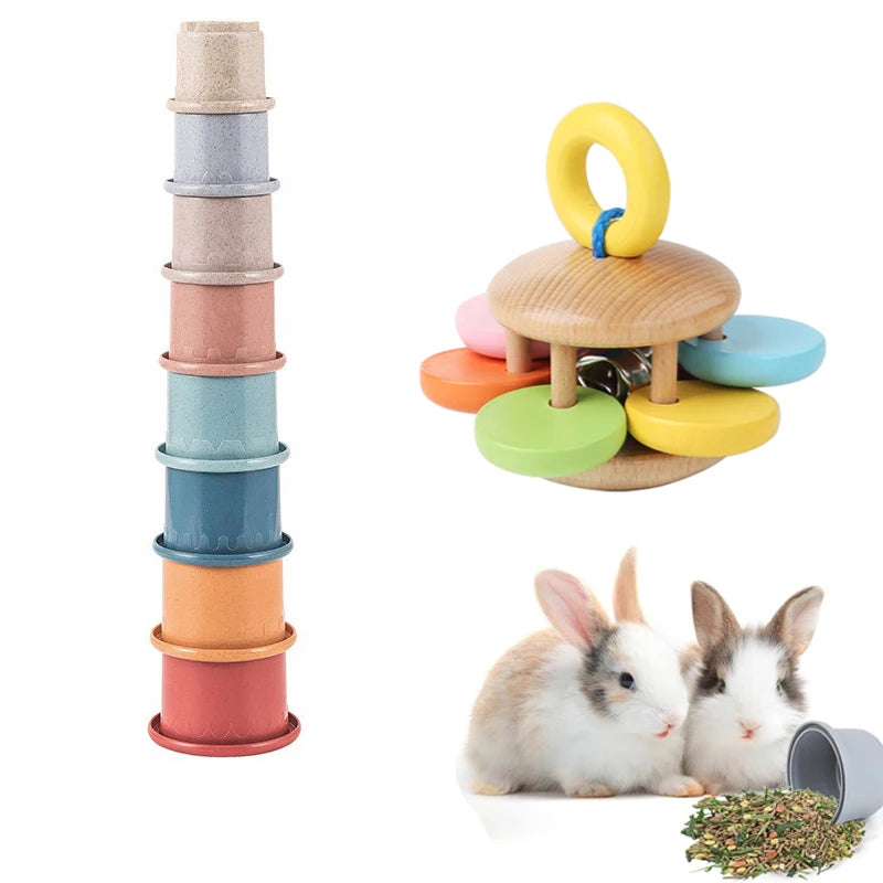 Jouets interactifs en bois pour rongeurs