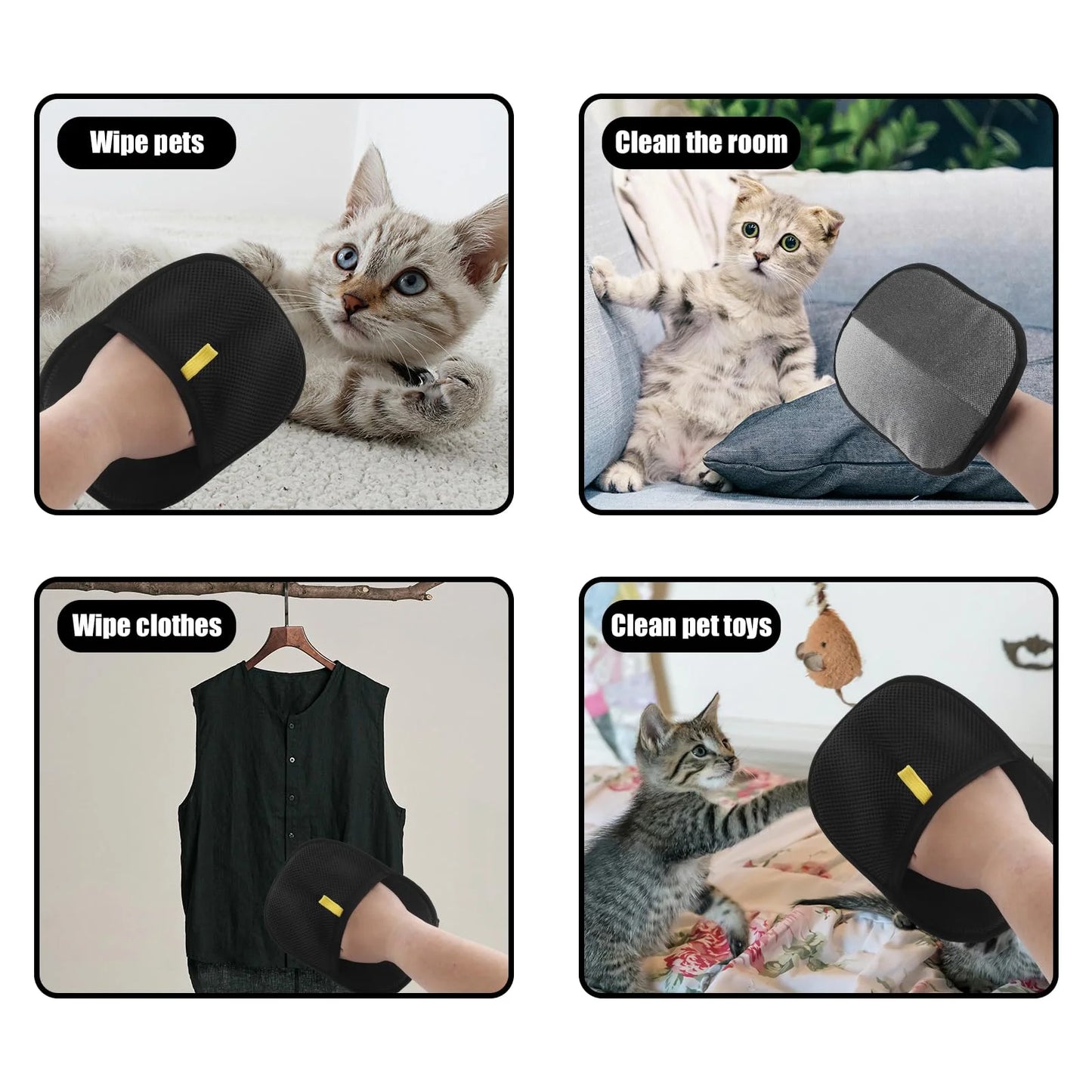 Gants antistatiques réutilisables pour éliminer les poils d'animaux