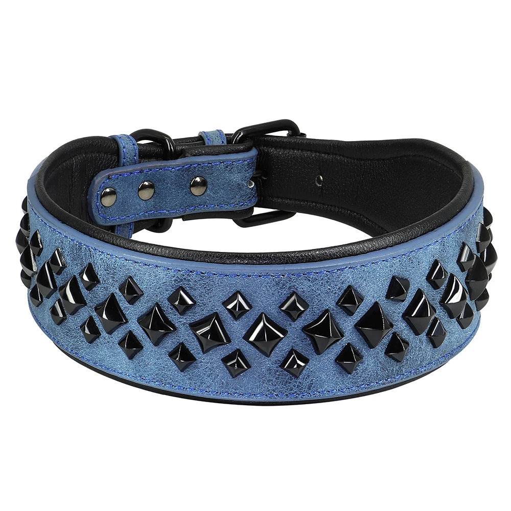 Collier pour chien en cuir avec rivets et clous