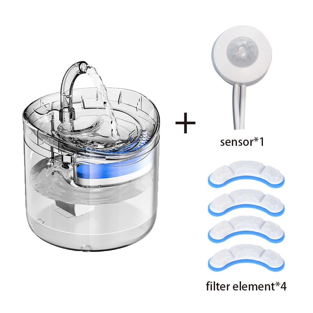 Distributeur d'eau transparent pour chat avec capteur d'automatisation