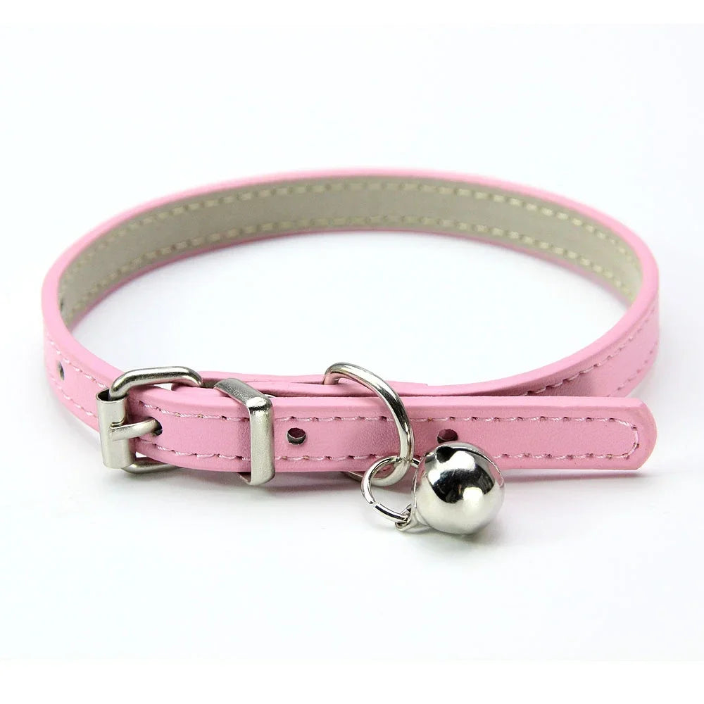 Collier  en cuir Pu pour chat avec clochette