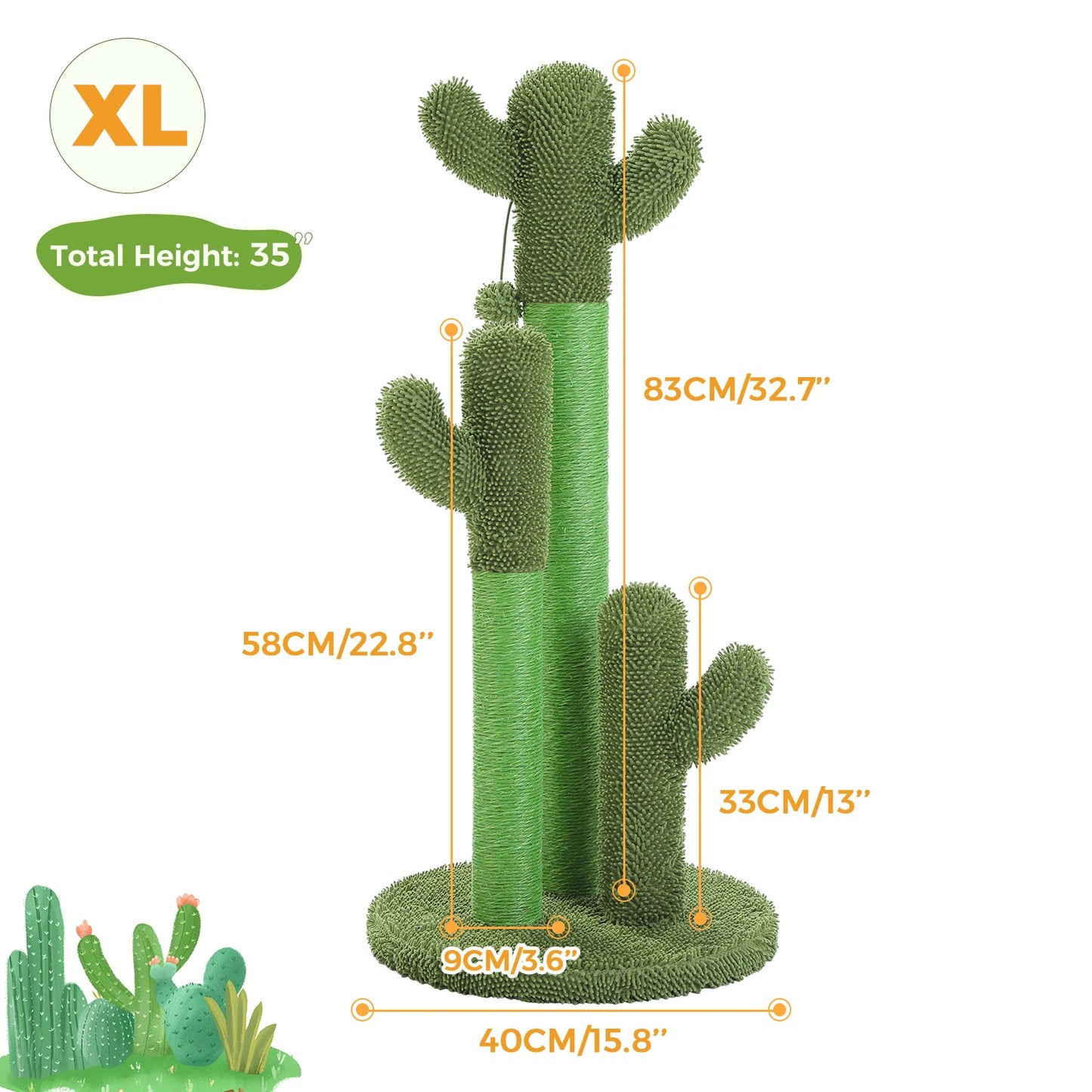 Arbre à chat à plusieurs niveaux en forme de cactus avec griffoir et jouet pour chat