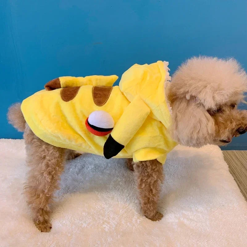 Pull Pikachu double couche avec capuche vêtements d'hiver pour chien et chat