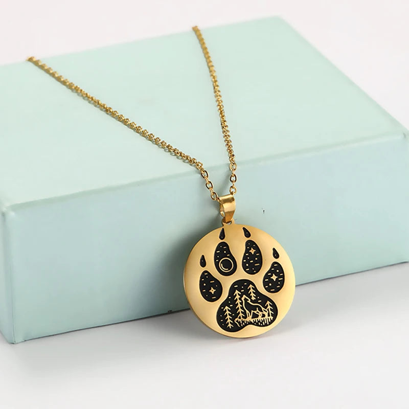 Collier avec pendentif en forme de griffe de chat et de chien en acier inoxydable