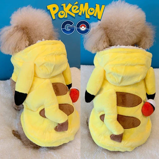 Pull Pikachu double couche avec capuche vêtements d'hiver pour chien et chat