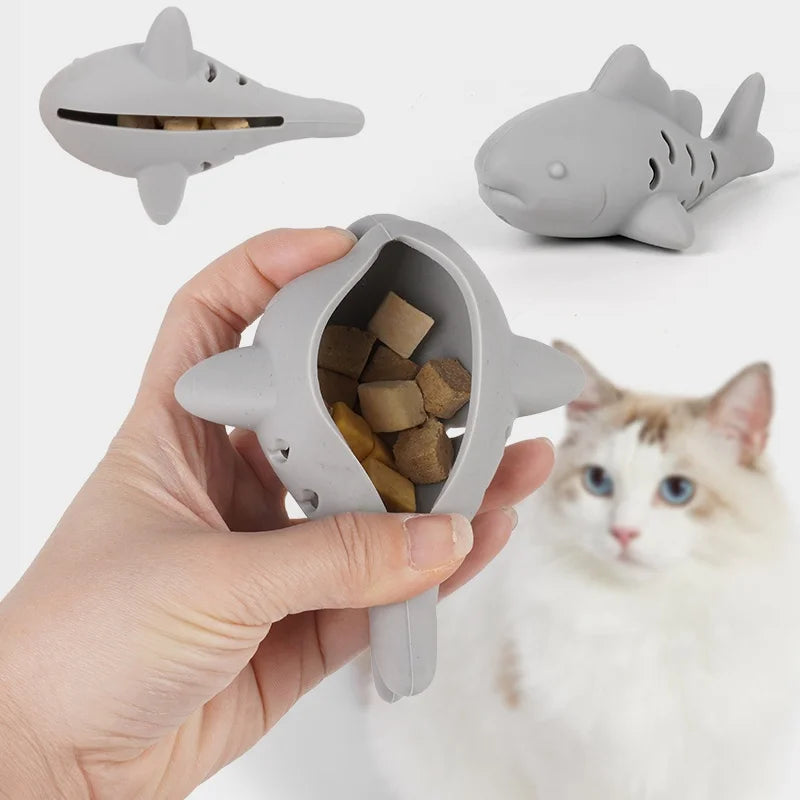 Jouet interactif en forme de requin avec distributeur de friandise