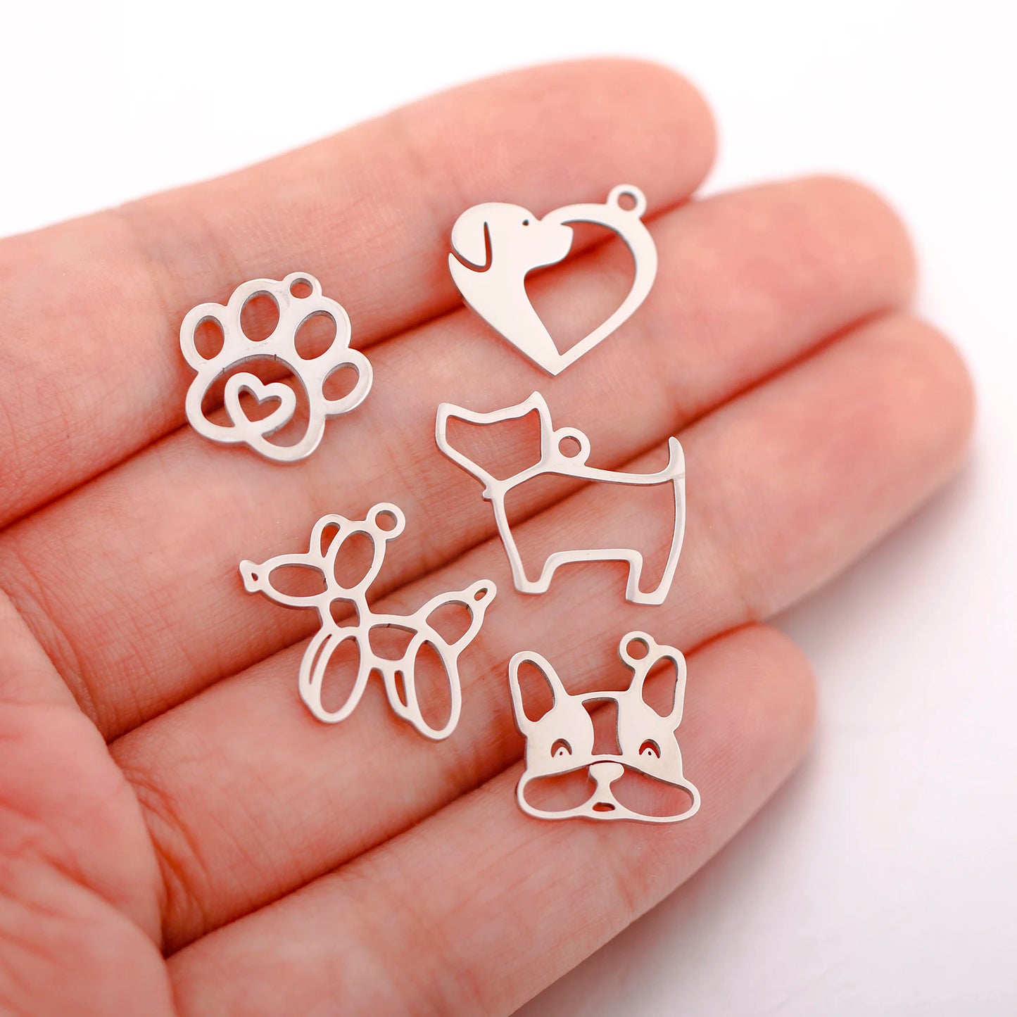 Lot de 5 breloques en forme d'animaux, pendentifs en acier inoxydable