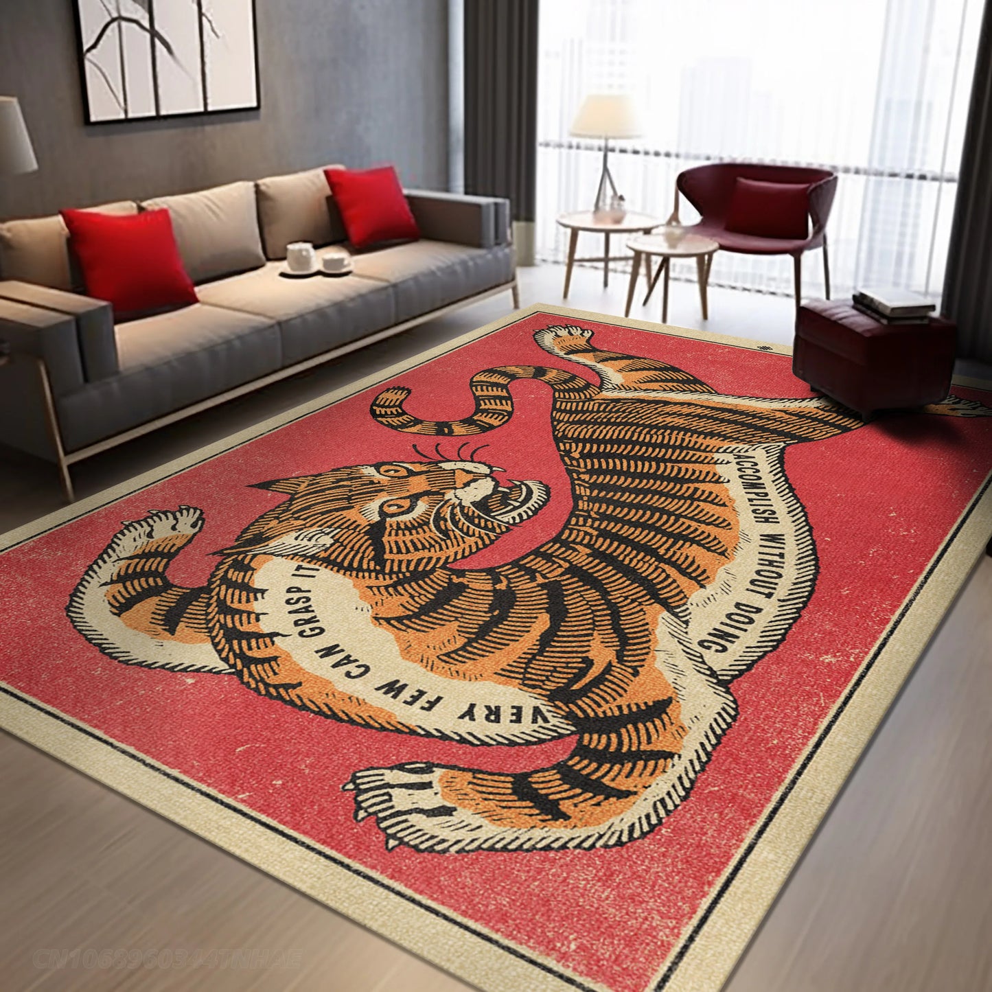 Tapis décoratif avec motif de tigre rétro