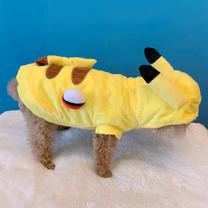 Pull Pikachu double couche avec capuche vêtements d'hiver pour chien et chat