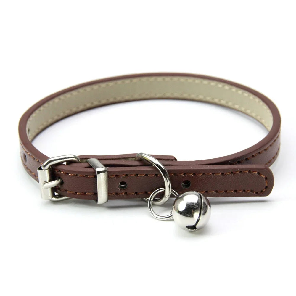 Collier  en cuir Pu pour chat avec clochette
