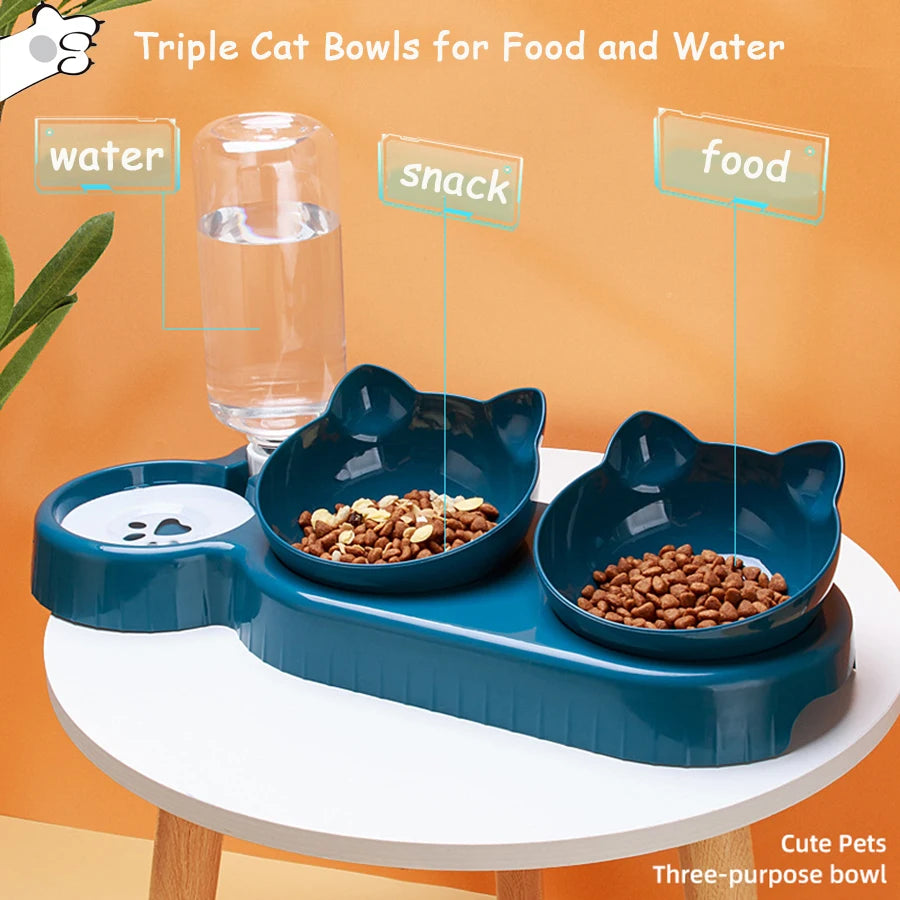 Ensemble double gamelle et distributeur d'eau pour chat et chien