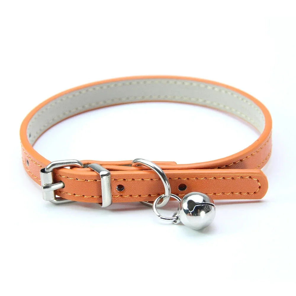 Collier  en cuir Pu pour chat avec clochette