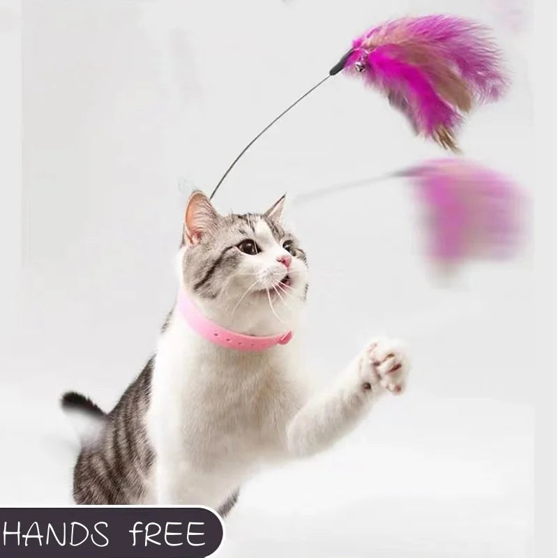 Jouet pour chats collier à plumes interactif