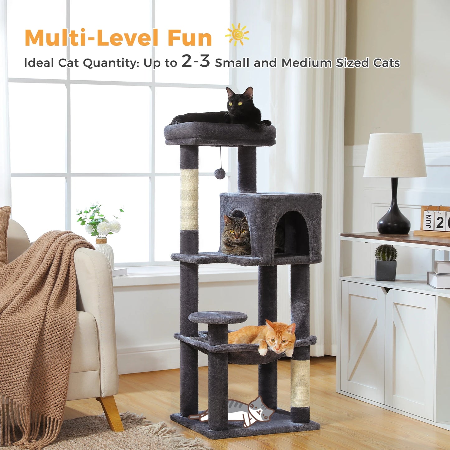 Arbre à chat à plusieurs niveaux avec griffoir Tour à chat de luxeo, jouets pour chat, accessoires pour chat