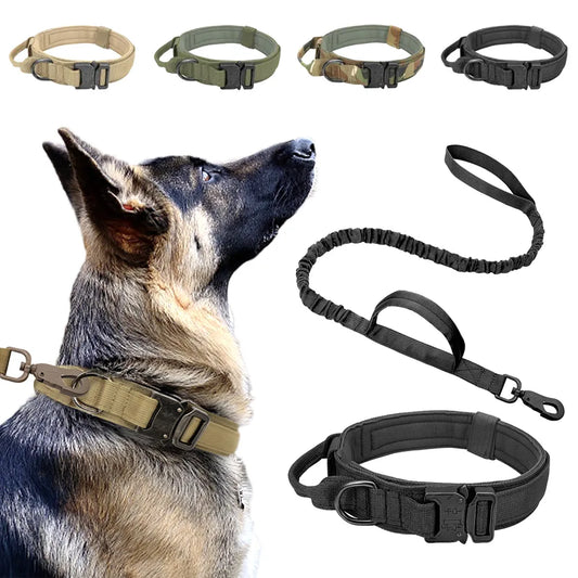 Collier tactique de patrouille et d'entrainement pour chien, militaire réglable, en Nylon durable,