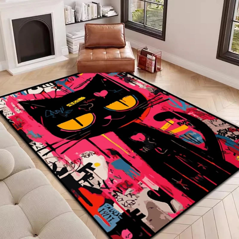 Tapis design graffiti décoratif motif chat