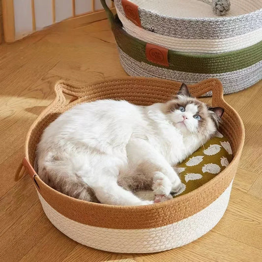 Panier lit tissé à la main pour chat