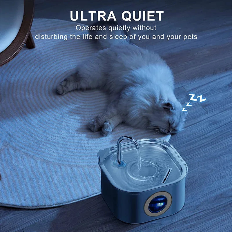 Fontaine à eau en acier inoxydable avec LED pour chien et chat