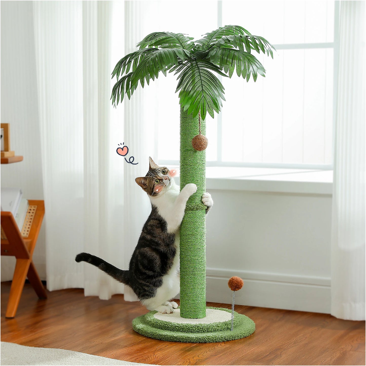 Jolie arbre à chat palmier de 85 cm avec boule à ressort