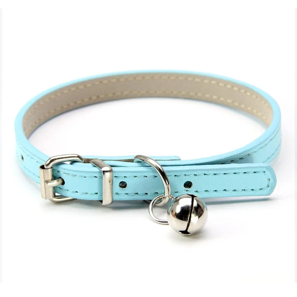 Collier  en cuir Pu pour chat avec clochette