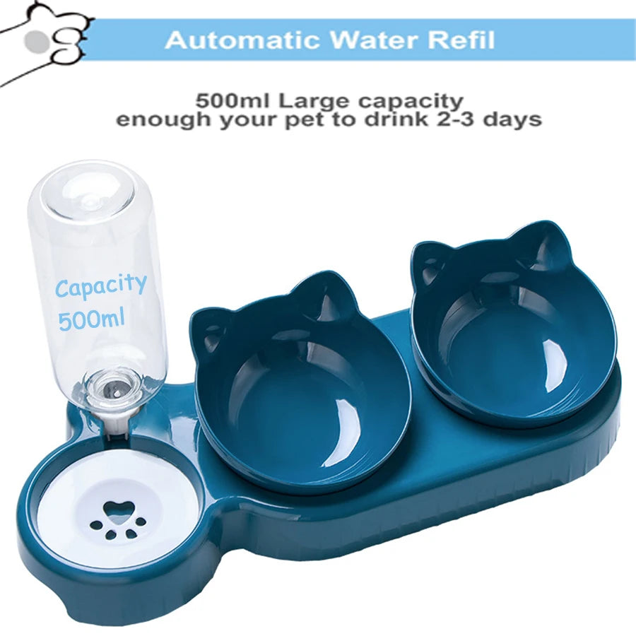 Ensemble double gamelle et distributeur d'eau pour chat et chien