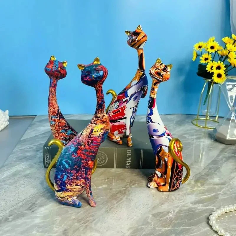 Statue Graffiti Couple de Chats