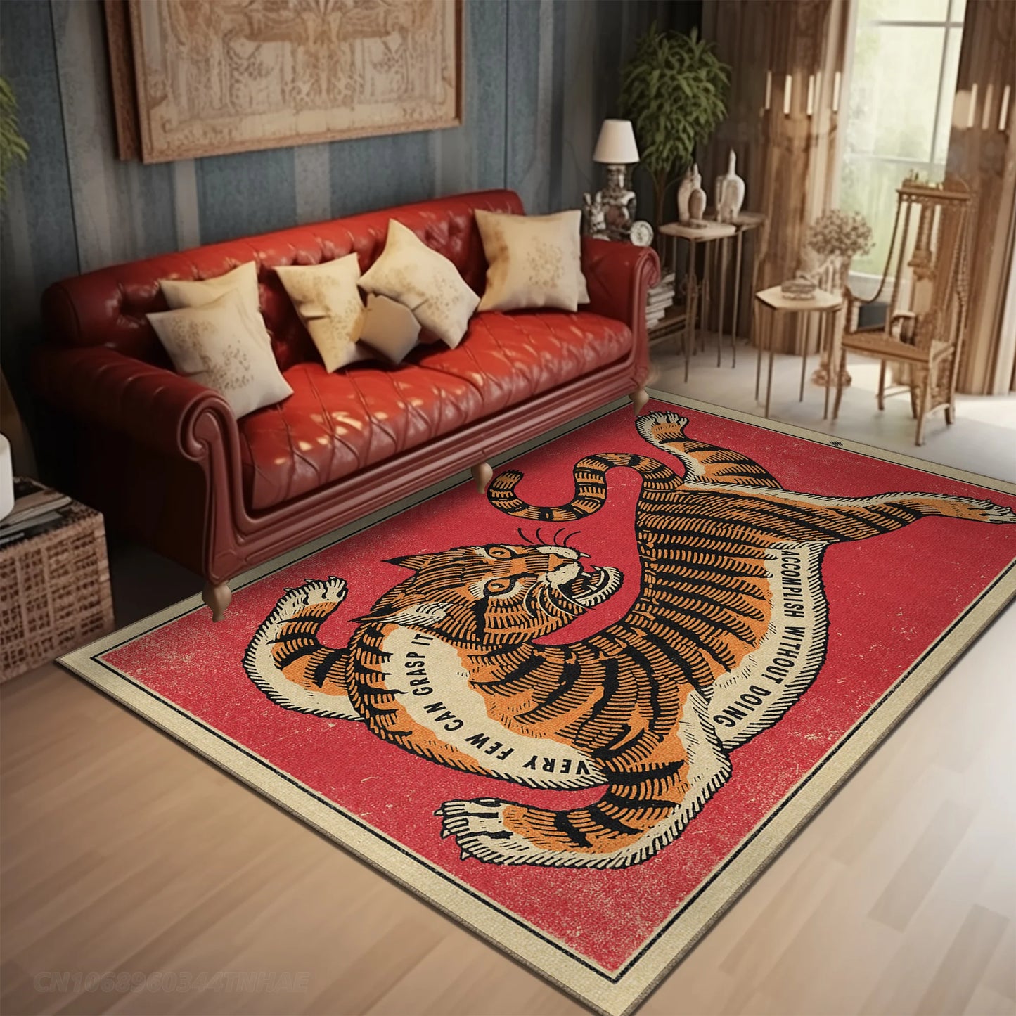 Tapis décoratif avec motif de tigre rétro