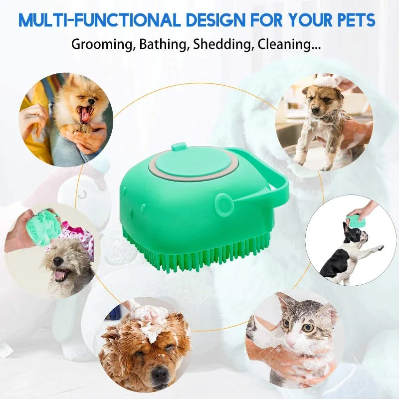 Brosse de bain et distributeur de shampoing pour chien&nbsp; et chat en silicone