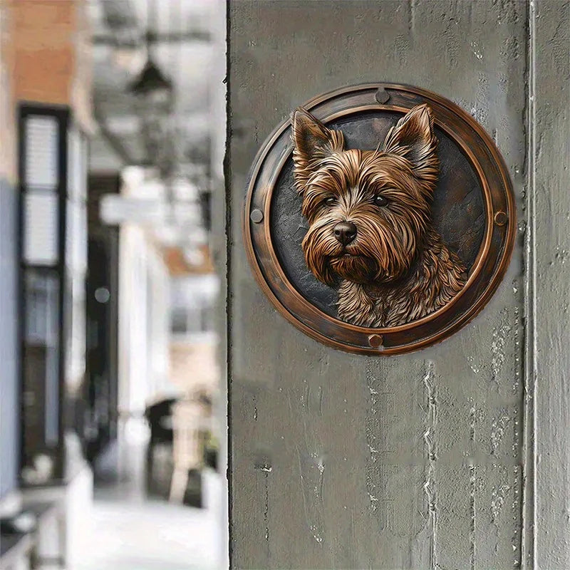 Disque décoratif, mémorial de chien style relief