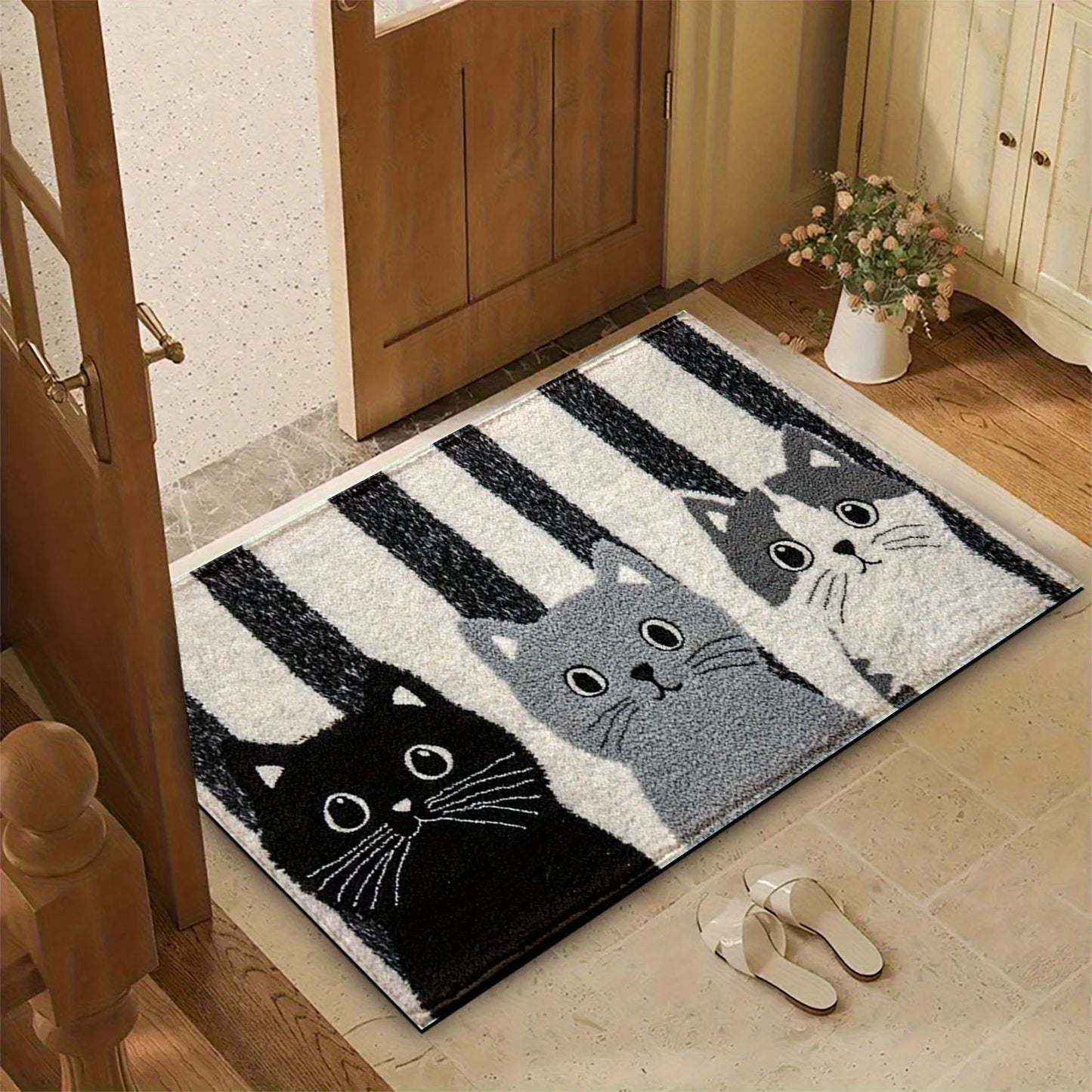 Tapis doux, paillasson imprimé chat