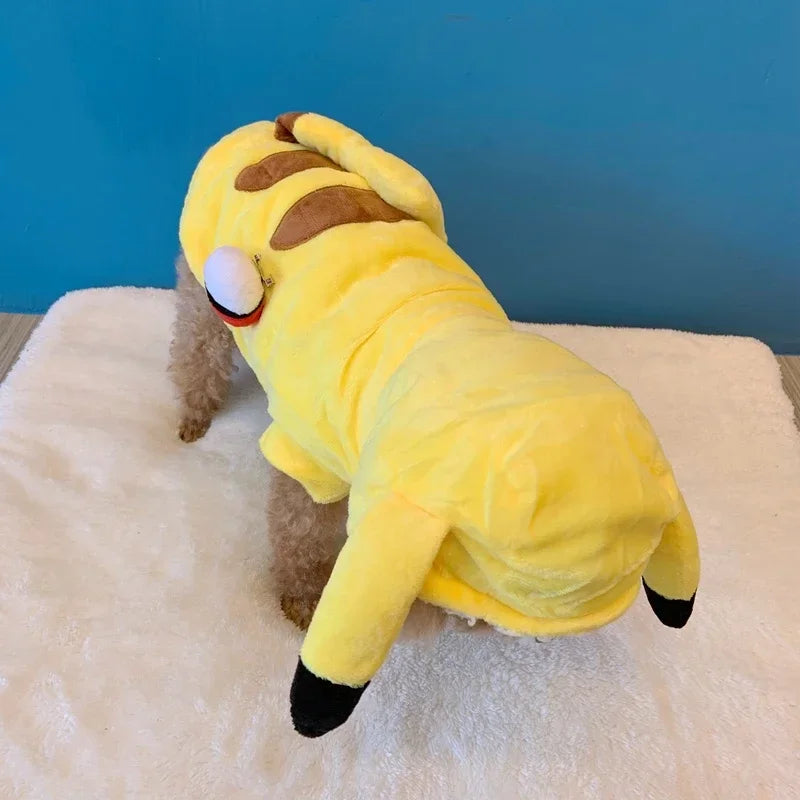 Pull Pikachu double couche avec capuche vêtements d'hiver pour chien et chat