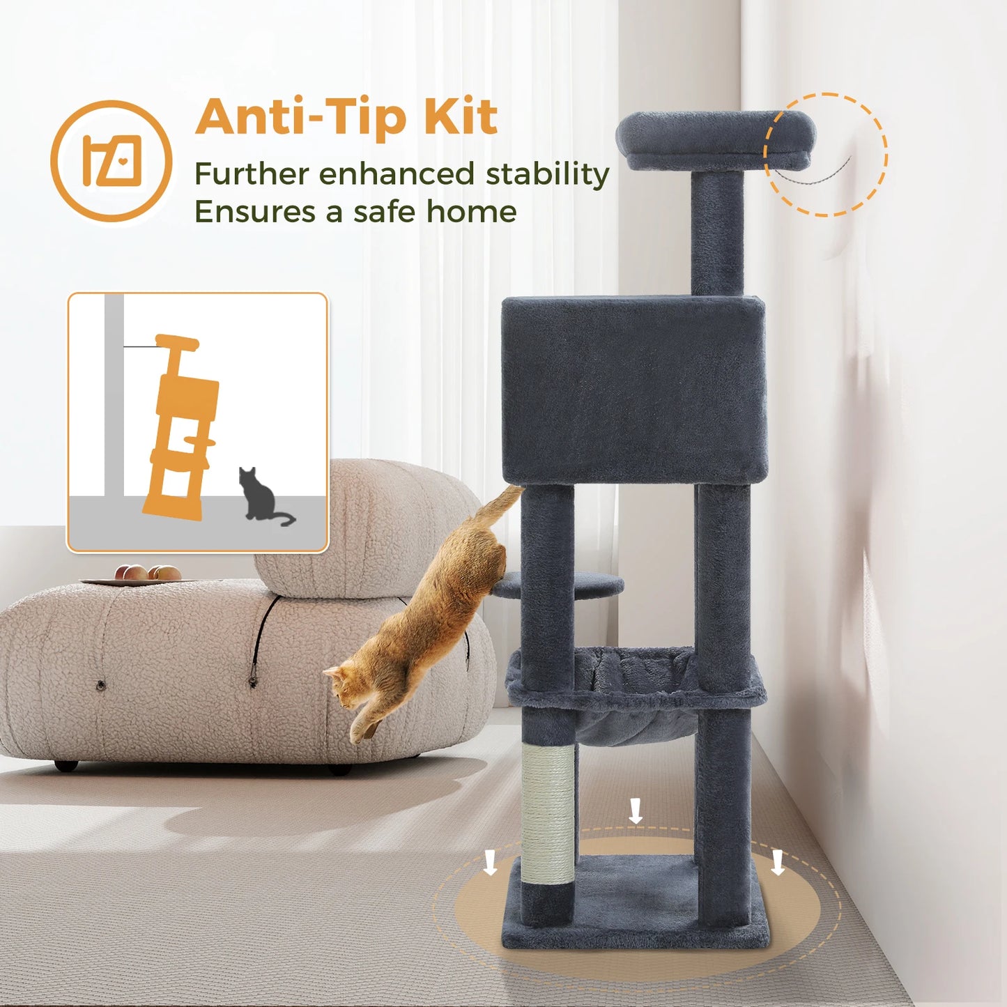 Arbre à chat à plusieurs niveaux avec griffoir Tour à chat de luxeo, jouets pour chat, accessoires pour chat