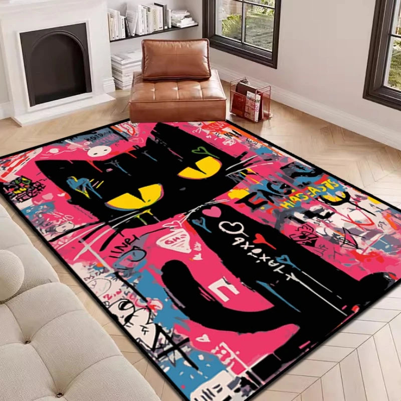 Tapis design graffiti décoratif motif chat