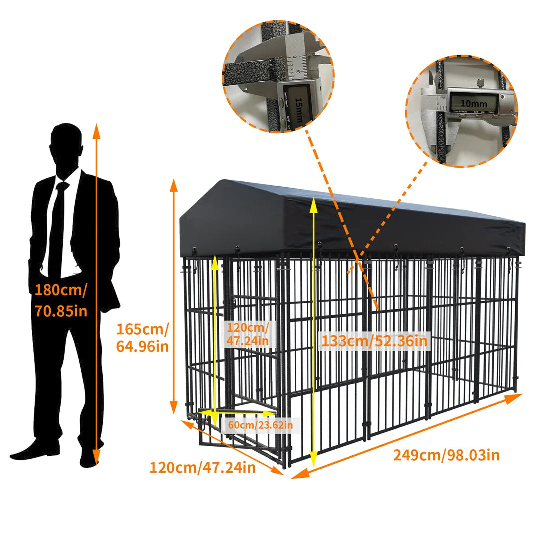 Cage robuste pour chien en métal soudé