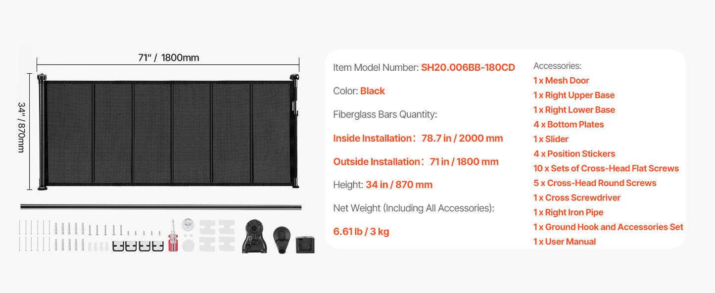 Barrière rétractable pour animaux de compagnie